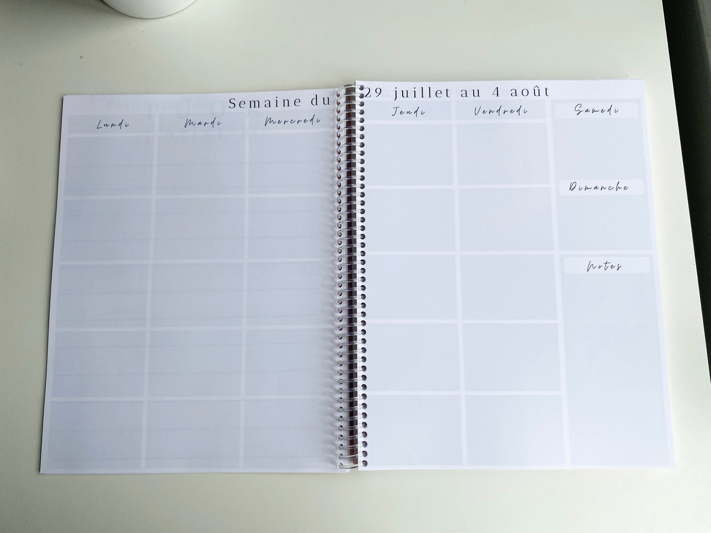 Agenda enseignant 2025-2026 - Bleu et fleurs blanches