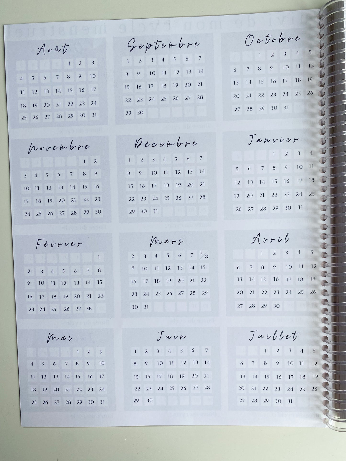 Agenda daté 2025 - Bleu et fleurs blanches